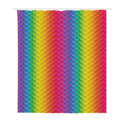 Rainbow Mermaid Scale Pattern Print Polyester Shower Curtain
