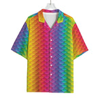Rainbow Mermaid Scale Pattern Print Rayon Hawaiian Shirt