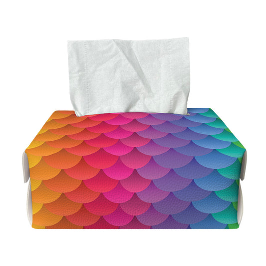 Rainbow Mermaid Scale Pattern Print Rectangle Tissue Box Cover