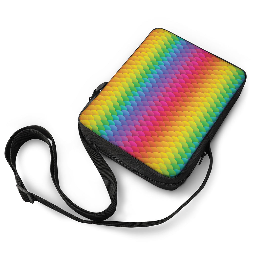Rainbow Mermaid Scale Pattern Print Rectangular Crossbody Bag