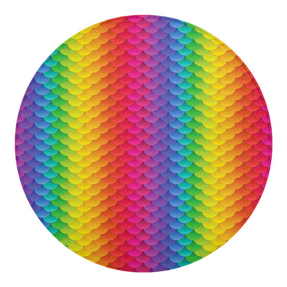 Rainbow Mermaid Scale Pattern Print Round Blanket