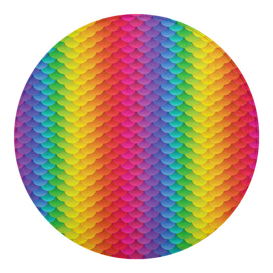 Rainbow Mermaid Scale Pattern Print Round Blanket