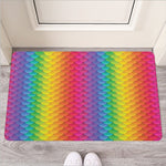 Rainbow Mermaid Scale Pattern Print Rubber Doormat
