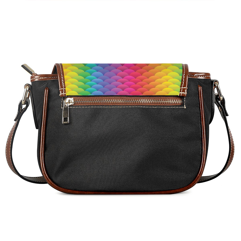 Rainbow Mermaid Scale Pattern Print Saddle Bag