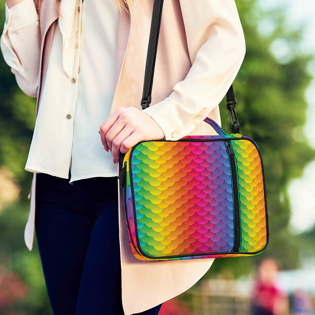 Rainbow Mermaid Scale Pattern Print Shoulder Strap Bible Bag