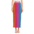 Rainbow Mermaid Scale Pattern Print Side Slit Maxi Skirt