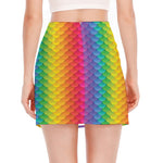 Rainbow Mermaid Scale Pattern Print Side Slit Mini Skirt