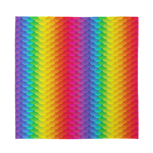 Rainbow Mermaid Scale Pattern Print Silk Bandana