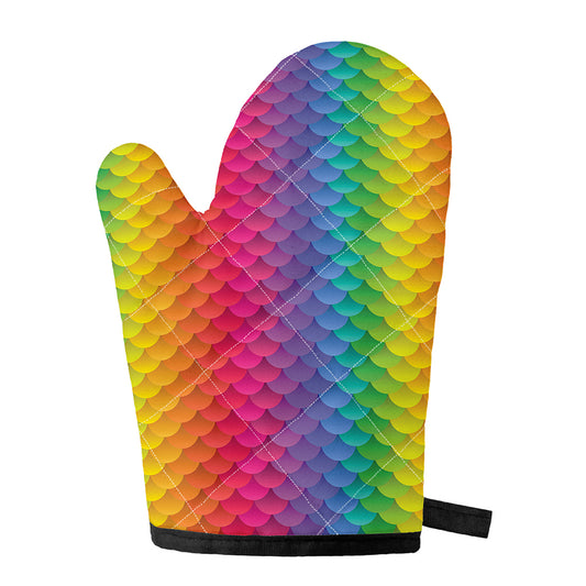 Rainbow Mermaid Scale Pattern Print Single Oven Mitt