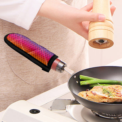 Rainbow Mermaid Scale Pattern Print Skillet Handle Cover