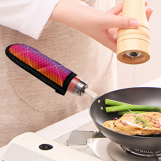 Rainbow Mermaid Scale Pattern Print Skillet Handle Cover