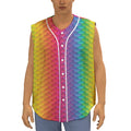 Rainbow Mermaid Scale Pattern Print Sleeveless Baseball Jersey