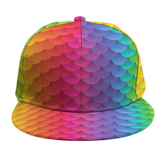 Rainbow Mermaid Scale Pattern Print Snapback Cap