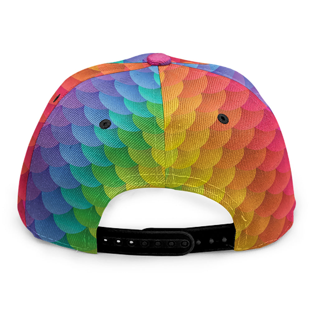 Rainbow Mermaid Scale Pattern Print Snapback Cap