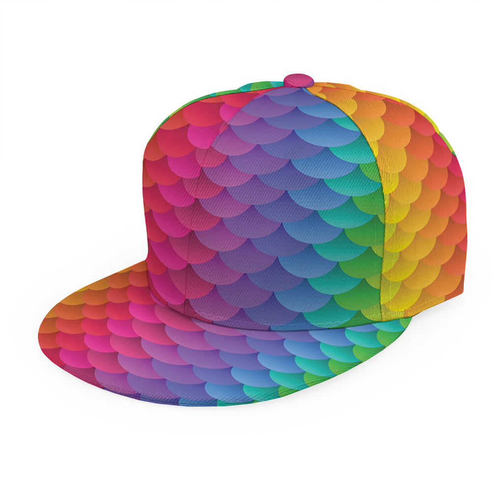 Rainbow Mermaid Scale Pattern Print Snapback Cap