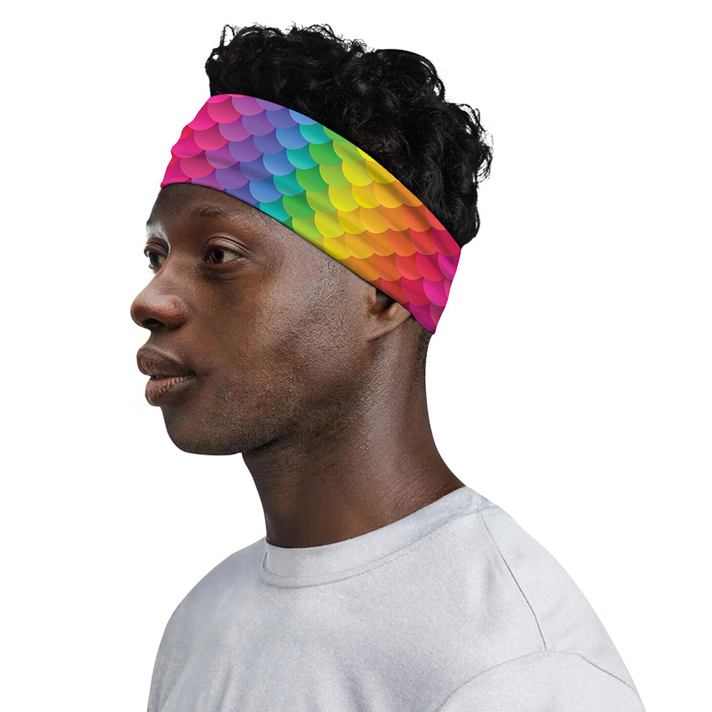 Rainbow Mermaid Scale Pattern Print Sports Headband