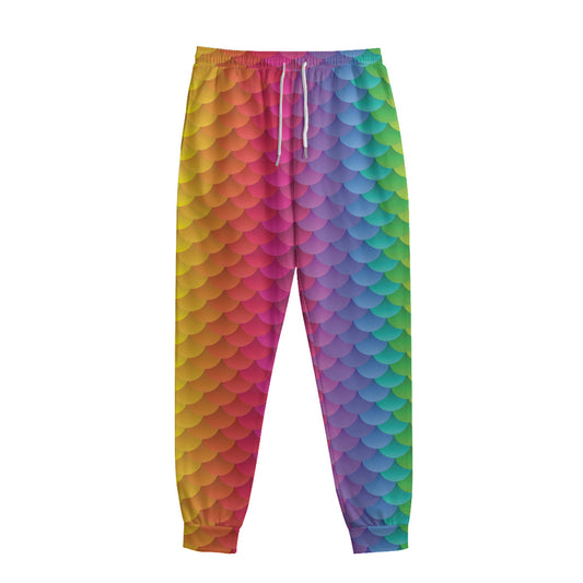 Rainbow Mermaid Scale Pattern Print Sweatpants