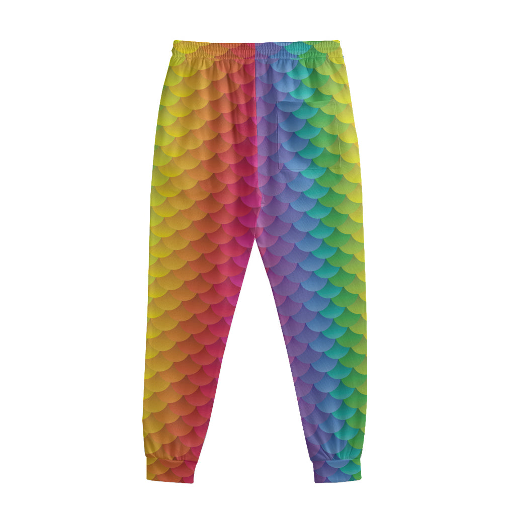 Rainbow Mermaid Scale Pattern Print Sweatpants