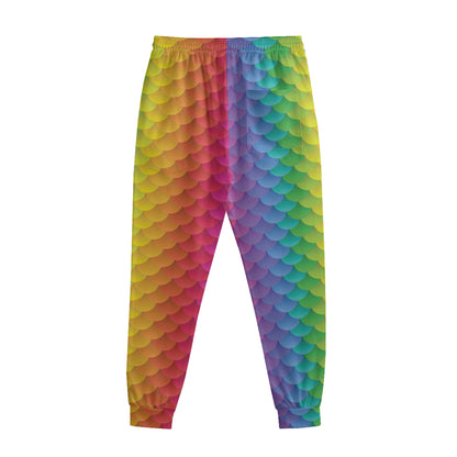 Rainbow Mermaid Scale Pattern Print Sweatpants