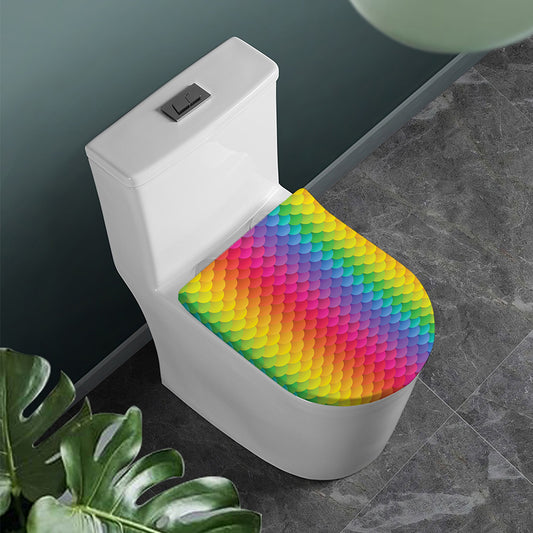 Rainbow Mermaid Scale Pattern Print Toilet Lid Cover
