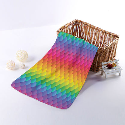 Rainbow Mermaid Scale Pattern Print Towel