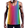 Rainbow Mermaid Scale Pattern Print Men's Workout Tank Top