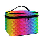 Rainbow Mermaid Scale Pattern Print Travel Makeup Bag