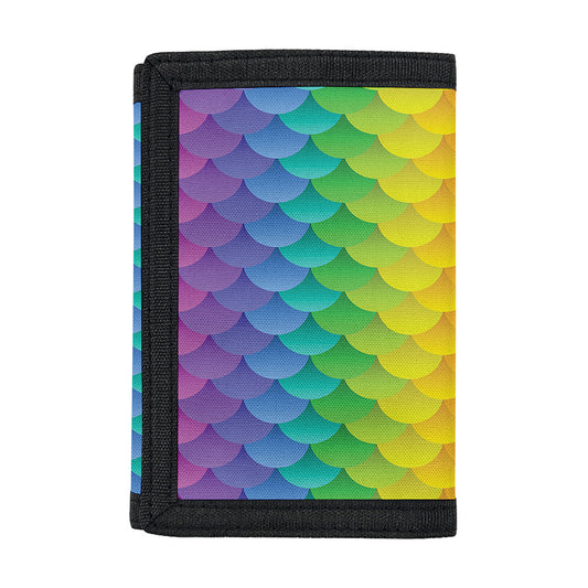 Rainbow Mermaid Scale Pattern Print Trifold Wallet