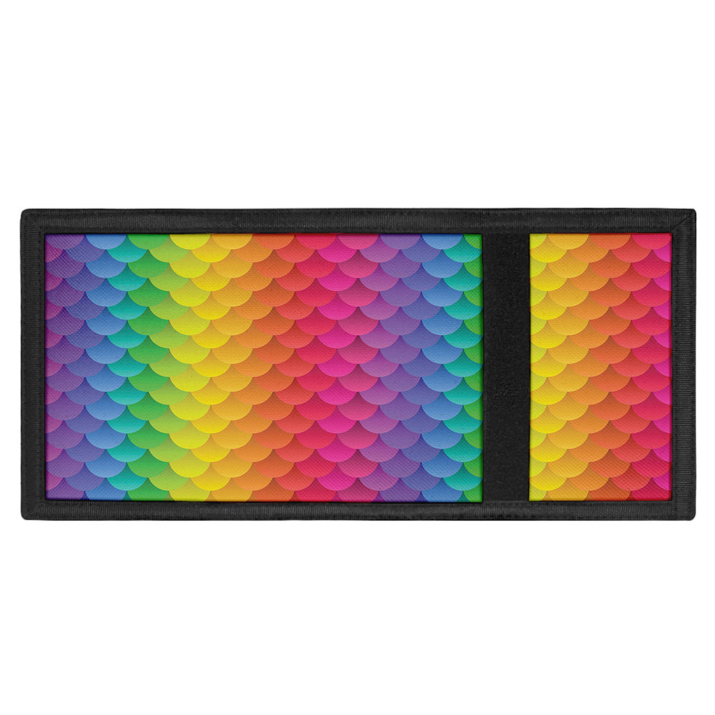 Rainbow Mermaid Scale Pattern Print Trifold Wallet