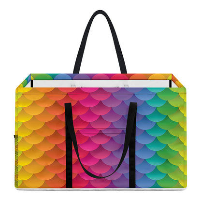 Rainbow Mermaid Scale Pattern Print Utility Tote Bag