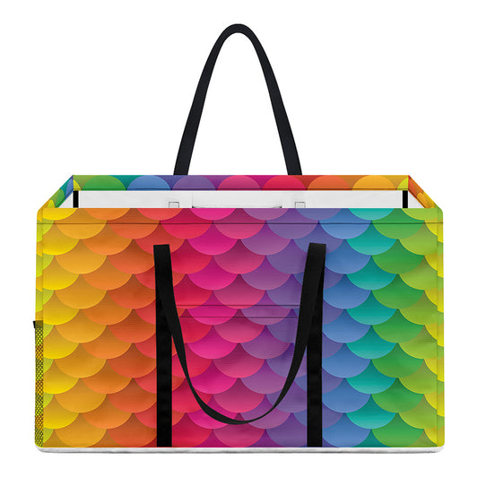 Rainbow Mermaid Scale Pattern Print Utility Tote Bag