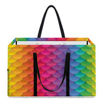 Rainbow Mermaid Scale Pattern Print Utility Tote Bag