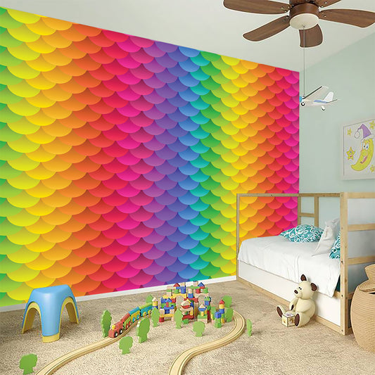 Rainbow Mermaid Scale Pattern Print Wall Sticker