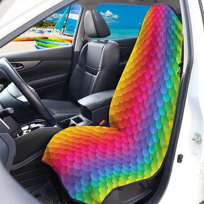 Rainbow Mermaid Scale Pattern Print Waterproof Car Seat Cover
