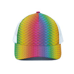 Rainbow Mermaid Scale Pattern Print White Mesh Trucker Cap