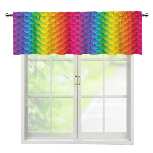 Rainbow Mermaid Scale Pattern Print Window Valance