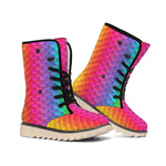 Rainbow Mermaid Scale Pattern Print Winter Boots