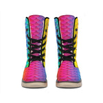 Rainbow Mermaid Scale Pattern Print Winter Boots