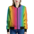 Rainbow Mermaid Scale Pattern Print Women's Bomber Jacket