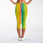 Rainbow Mermaid Scale Pattern Print Women's Capri Leggings