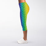 Rainbow Mermaid Scale Pattern Print Women's Capri Leggings