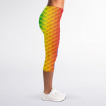 Rainbow Mermaid Scale Pattern Print Women's Capri Leggings