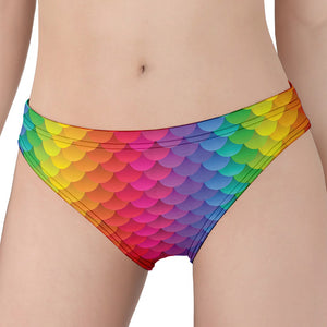 Rainbow Mermaid Scale Pattern Print Women's Panties