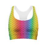 Rainbow Mermaid Scale Pattern Print Women's Sports Bra
