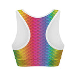 Rainbow Mermaid Scale Pattern Print Women's Sports Bra