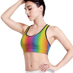 Rainbow Mermaid Scale Pattern Print Women's Sports Bra