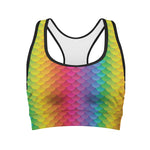 Rainbow Mermaid Scale Pattern Print Women's Sports Bra