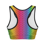 Rainbow Mermaid Scale Pattern Print Women's Sports Bra