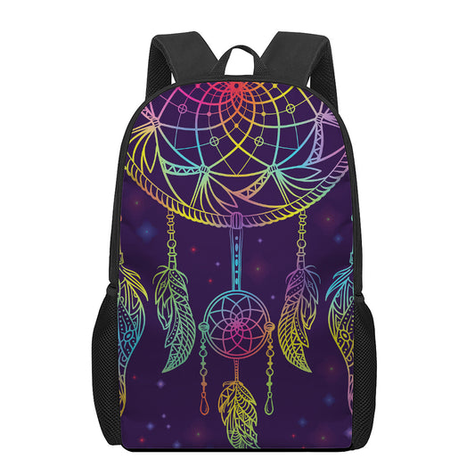 Rainbow Native Dream Catcher Print 17 Inch Backpack