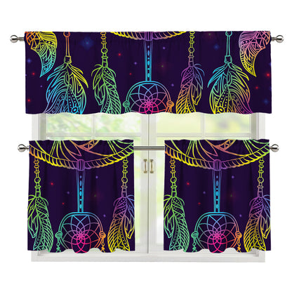 Rainbow Native Dream Catcher Print 3 Piece Kitchen Curtains